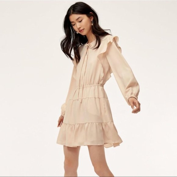 Aritzia Wilfred Marvelle Navy Short Ruffle Dress - Picture 4 of 4